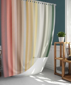 Rainbow Retro Shower Curtain, Mid-Century Vintage Graphic Fabric Bathroom Curtain, Home Bathroom Set Decor, House Warming Gift