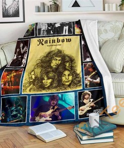 Rainbow Rock Band Fleece Gift Sherpa Fleece Blanket Gifts for Family, for Couple