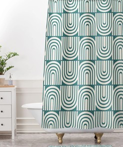 Rainbow Shower Curtain, Teal Shower Curtain, Boho Shower Curtain, Bathroom Decor, Geometric Shower Curtain, Rainbow Bath Curtain