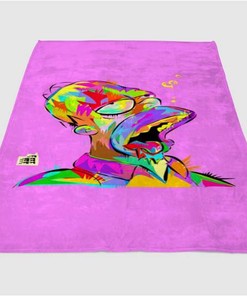 Rainbow Simpson Sherpa Fleece Blanket Gifts for Family, for Couple
