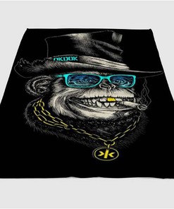 Rap Monkey Sherpa Fleece Blanket Gifts for Family, for Couple