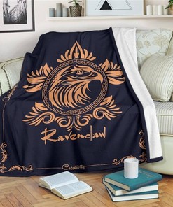 Ravenclaw Badge Harry Potter Sherpa Fleece Blanket Gifts for Family, for Couple