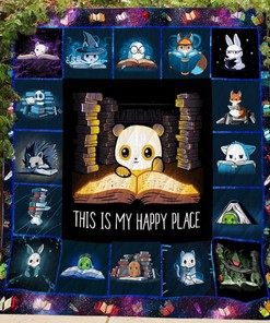 Reading This Is My Happy Place Quilt Blanket Great Customized Gifts For Birthday Christmas Thanksgiving Perfect Gifts For Reading Lover