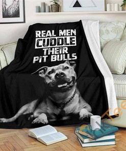 Real Men Cuddle Their Pit Bulls Sherpa Fleece Blanket Gifts for Family, for Couple