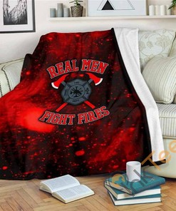 Real Men Fight Fires Sherpa Fleece Blanket Gifts for Family, for Couple