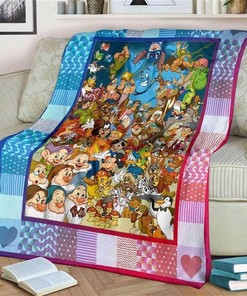 Reb Blue Ombre All Disney Characters Disney Bedroom Livingroom Office Home Decoration Sherpa Blanket Fleece Blanket Funny Gifts