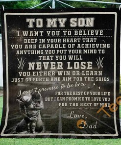 Rectangle American Football Dad To Son Never Lose Quilt Blanket Bedding Set
