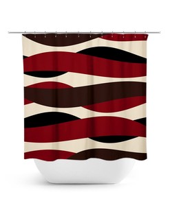 Red Brown Tan Shower Curtain, Abstract Shower Curtain, Red Brown Bathroom Decor, Abstract Wave Shower Curtain