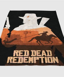 Red Dead Redemption Art Sherpa Fleece Blanket Gifts for Family, for Couple