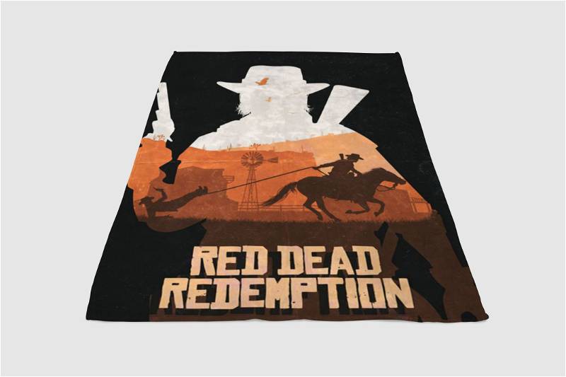 Red Dead Redemption Art Sherpa Fleece Blanket Gifts for Family, for Couple