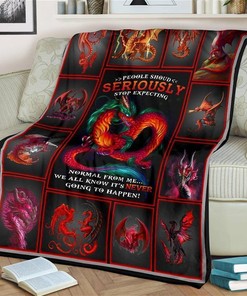 Red Dragon Funny Quotes Sherpa Fleece Blanket Gifts for Family, for Couple