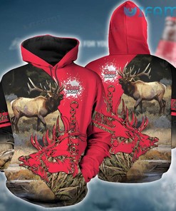 Red Elk Hunter Budweiser Hoodie 3D Beer Lovers Gift