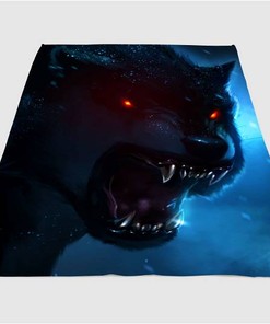 Red Eyes Wolf Sherpa Fleece Blanket Gifts for Family, for Couple