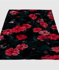 Red Flowe Sherpa Fleece Blanket Gifts for Family, for Couple