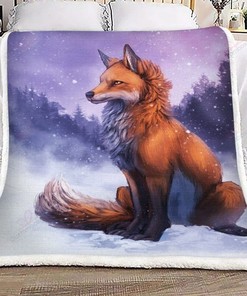 Red Fox In Winter Quilt Blanket Bedding Set for Home Décor