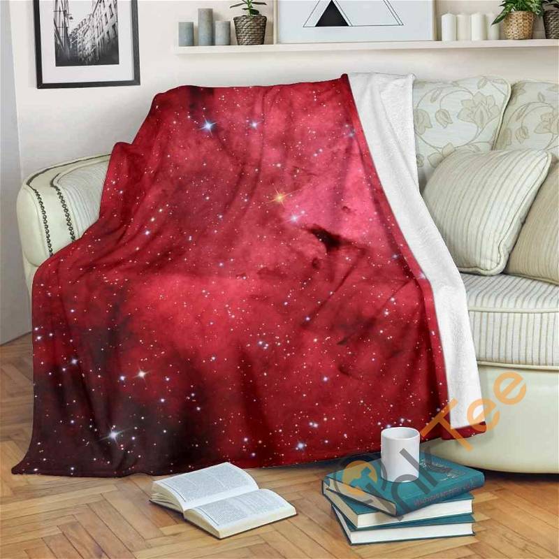 Red Galaxy Space Cloud Sherpa Fleece Blanket Gifts for Family, for Couple