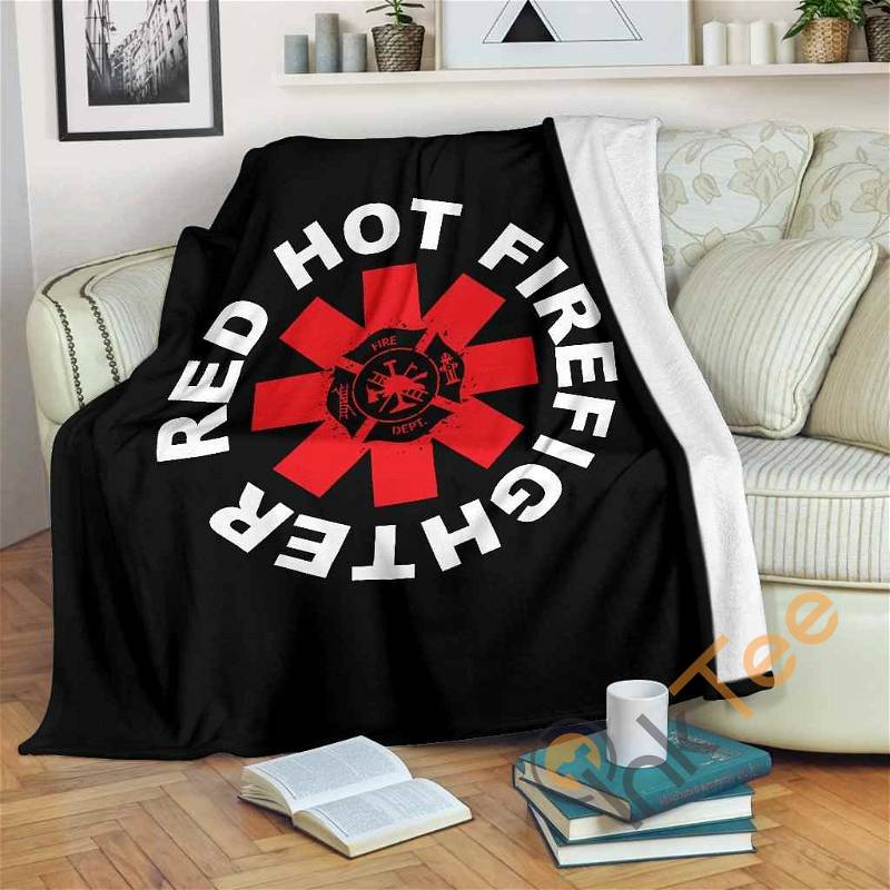 Red Hot Firefighter Sherpa Fleece Blanket Gifts for Family, for Couple