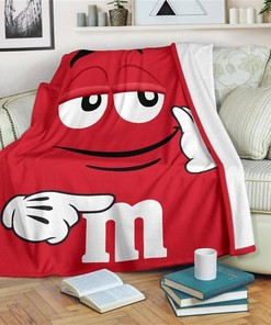 Red M&m Funny Sherpa Fleece Blanket Gifts for Family, for Couple