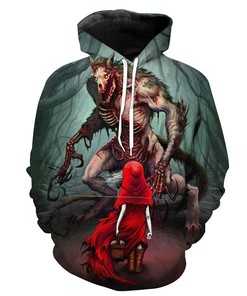 Red Riding Hood And Wolf Printed Hoodie 3D