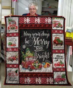Red Truck Christmas Blanket Red Color for Home Décor