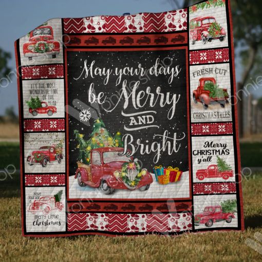 Red Truck Christmas Quilt Blanket Bedding Set for Home Décor