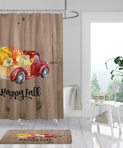 Red Truck With Pumpkins Shower Curtain