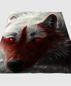 Red Wolf Sherpa Fleece Blanket Gifts for Family, for Couple