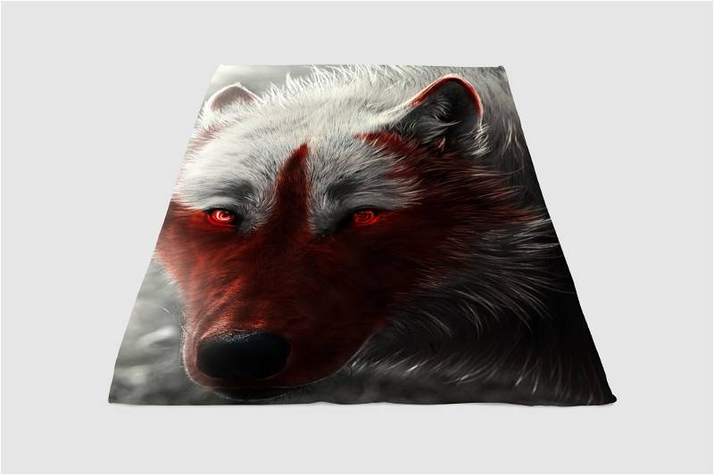 Red Wolf Sherpa Fleece Blanket Gifts for Family, for Couple