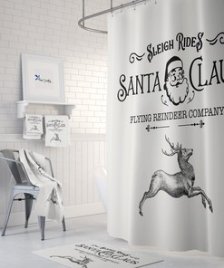Reindeer Christmas Shower Curtain, Holiday Shower Curtain, Christmas Bathroom Decor