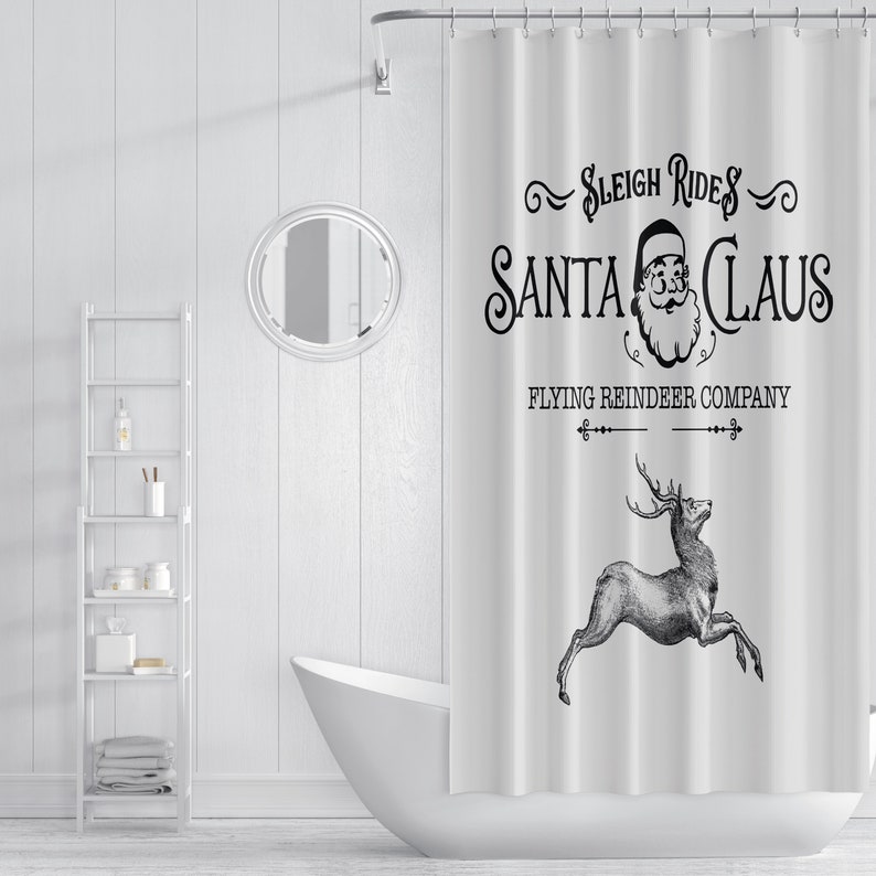 Reindeer Christmas Shower Curtain, Holiday Shower Curtain, Christmas Bathroom Decor - Image 2