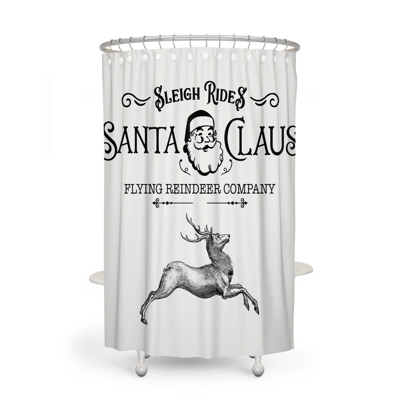Reindeer Christmas Shower Curtain, Holiday Shower Curtain, Christmas Bathroom Decor - Image 3