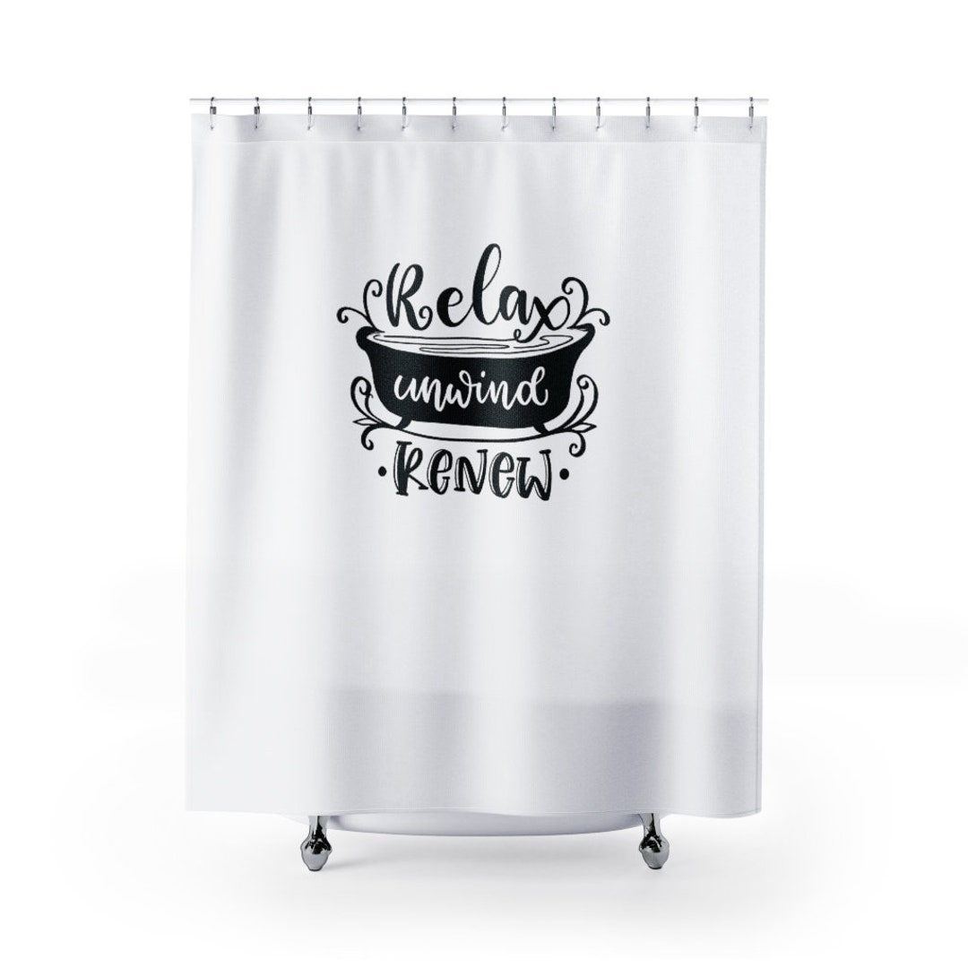 Relax Unwind Renew Shower Curtain, Farmhouse Decor, Boho Decor, New Home Gift