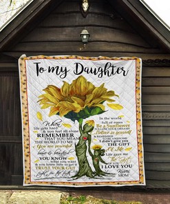 Remember To Be Awesome Sunflower To My Daughter Personalized Quilt Blanket Bedding Set