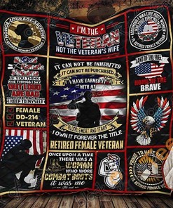 Retired Women Veterans Quilt Blanket Bedding Set