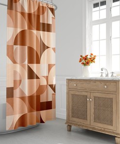 Retro 1970's Shower Curtain, Mid-Century Modern Bath Curtain, Boho, Abstract, Geometric, Color Block, New Bathroom, Gift for College Girl