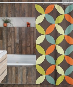 Retro 60's 70's Geometric Hippie Shower Curtain, Retro Bathroom Curtain