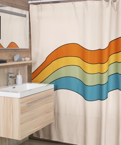 Retro 60's 70's Shower Curtain, Groovy 60's 70's Hippie Shower Accessory, Retro Bathroom Curtain