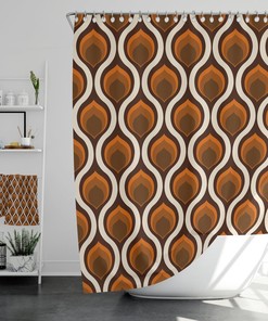 Retro 70's Bathroom Decor, Shower Curtain, Bath Mat, Spa Wrap, Waffle Weave Shower Curtain, Hand Towel, Bath Towel