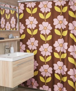 Retro 70's Flowers Inspired Shower Curtain
