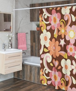Retro 70's Flowers Inspired Shower Curtain Home Decor