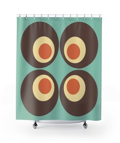 Retro 70's Shower Curtain, Groovy 60's 70's Geometric Hippie Shower Accessory
