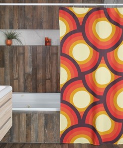 Retro 70's Shower Curtain, Groovy 60's 70's Hippie Shower Accessory, Retro Bathroom Curtain, Tub Curtain, Bathroom Decor
