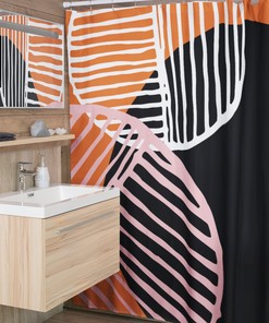 Retro 70's Shower Curtain, Mid Century Modern Shower Curtain, 70's Bathroom, Bathroom Accessories New Apartment Decor