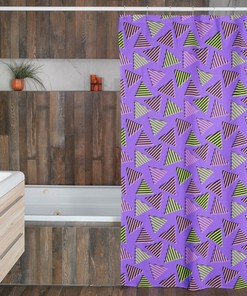 Retro 90's Shower Curtain, 90's Nostalgia Bathroom Accessories, Geometric Bathroom Decor, Bathroom Gift, New Apartment
