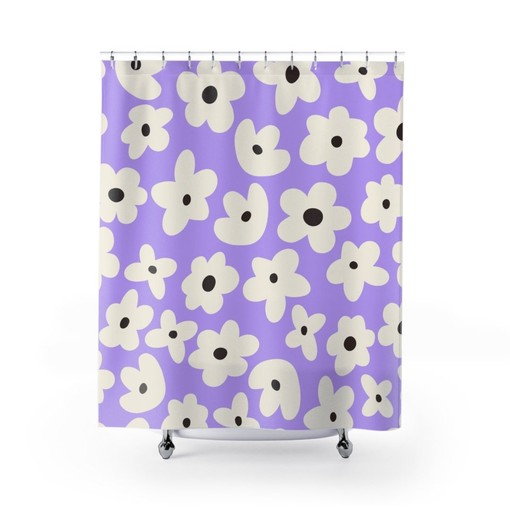 Retro Abstract Shower Curtain, Bathroom Decor Design, Modern Art Print, Housewarming Gift, Unique Gift Idea