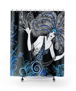 Retro Art Nouveau Aubrey Beardsley drawing #2 Shower Curtain