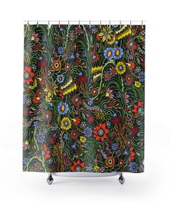 Retro Botanical Shower Curtain Flower Field Herbs Bathroom Decor Greenery Shower Curtains Plant Leaves Shower Curtain Nature Bath