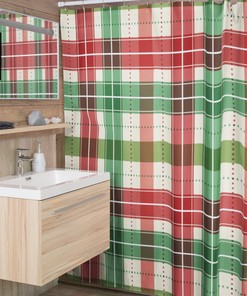 Retro Buffalo Plaid Christmas Modern Shower Curtain, Christmas Gift For Home, Shower Curtain, Retro Bathroom Accessories, Home Gift