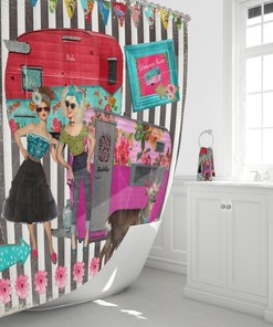 Retro Camper Shower Curtain For Bathroom