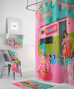 Retro Camper Shower Curtain Vintage Queens
